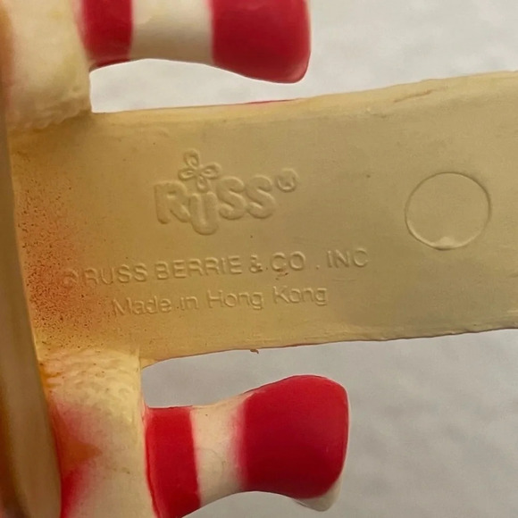 Vintage Russ Christmas Stocking Hanger Santa Claus with Striped Socks Joy - Picture 15 of 15